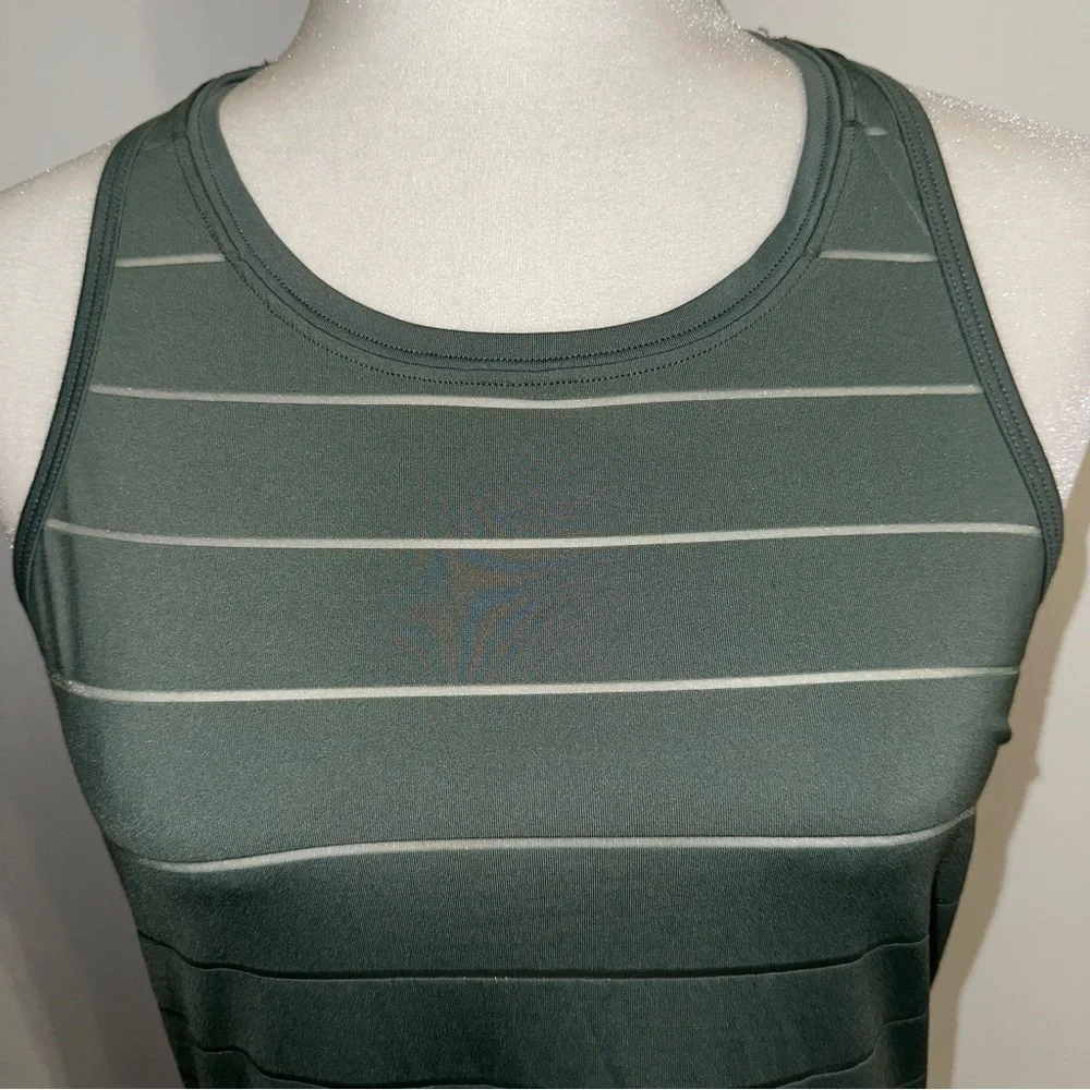 Athleta Chi Green Mesh Sheer Striped Tank Top Size s - Picture 4 of 11